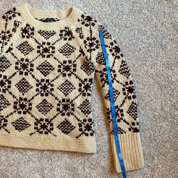 Vintage Y2K American Eagle hand knit alpine lambswool cream and brown sweater - Picture 6 of 7